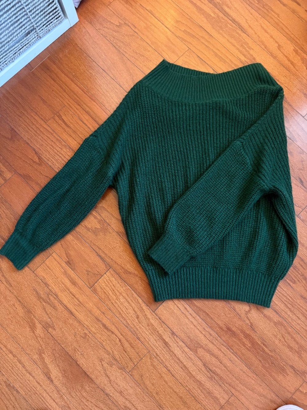 Green Off-the-Shoulder Knit Sweater